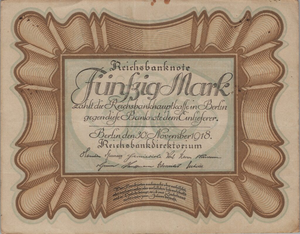 ALLEMAGNE billet Reichsbank de 50 Mark 30-11-1918