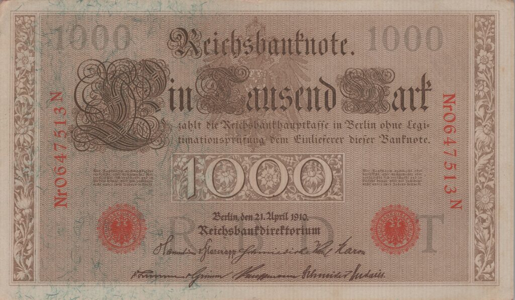 ALLEMAGNE billet Reichsbank de 1.000 Mark 21-04-1910
