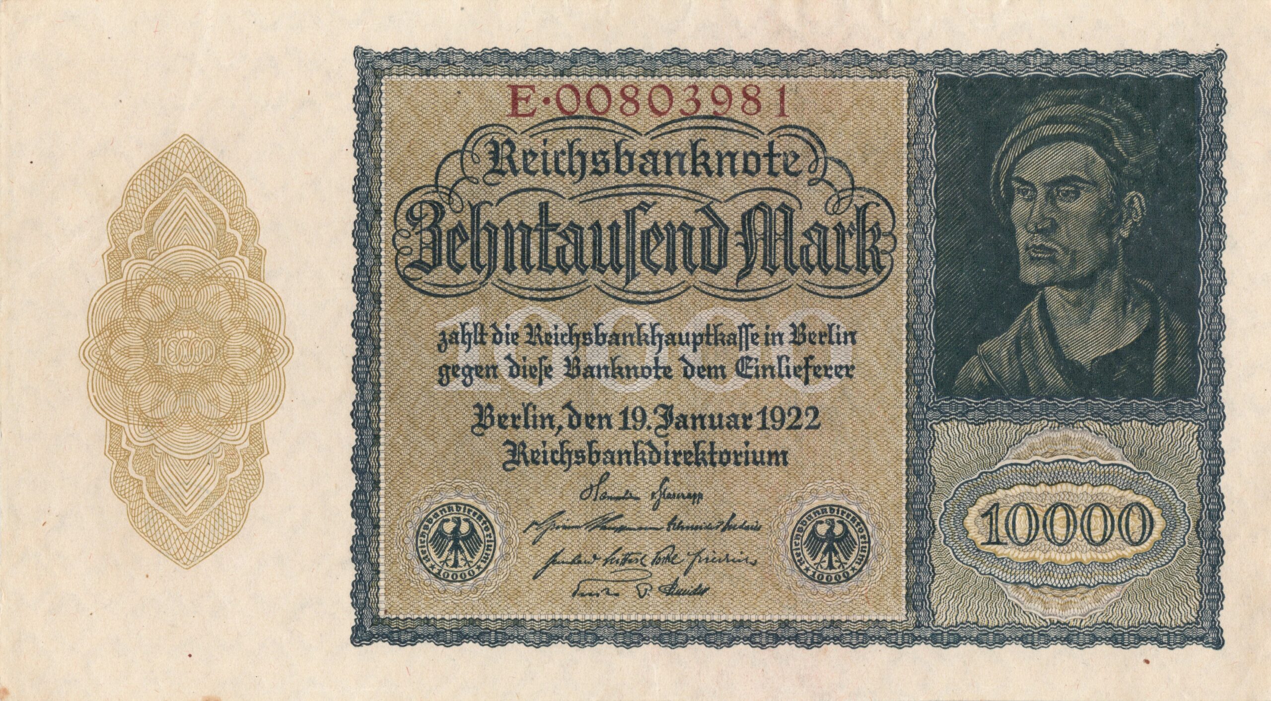 ALLEMAGNE billet Reichsbank de 10.000 Mark 19-01-1922