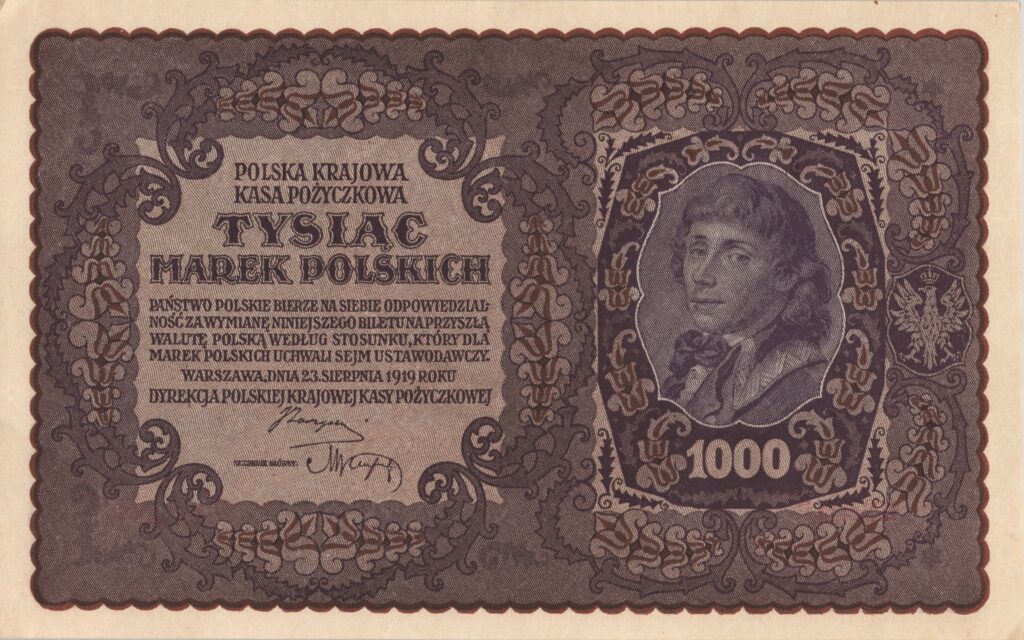 POLOGNE billet de 1.000 Marek Polskich, Tadeusz Kościuszko 23.08.1919