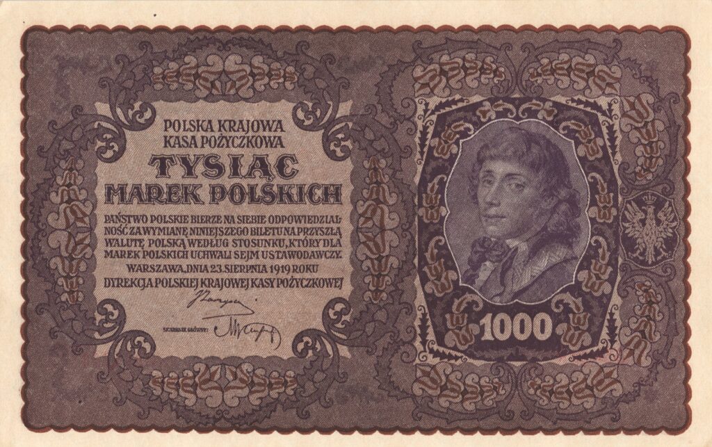 POLOGNE billet de 1.000 Marek Polskich, Tadeusz Kościuszko 23.08.1919