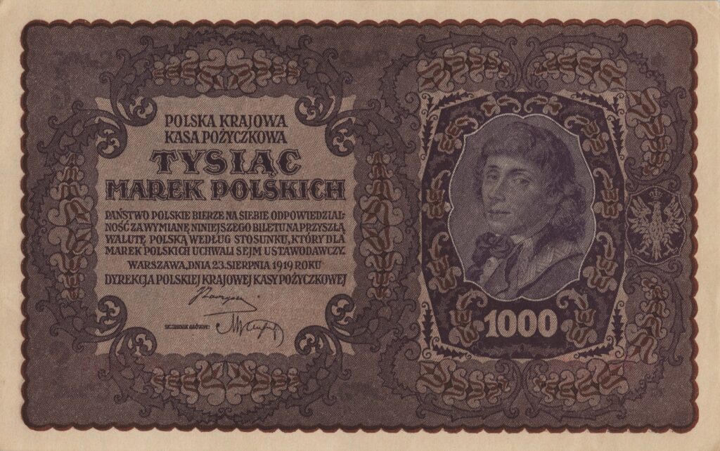 POLOGNE billet de 1.000 Marek Polskich, Tadeusz Kościuszko 23.08.1919
