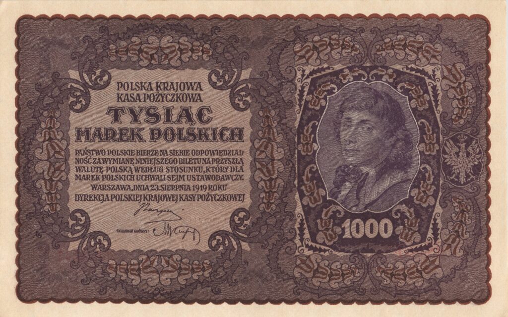 POLOGNE billet de 1.000 Marek Polskich, Tadeusz Kościuszko 23.08.1919