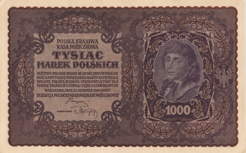 POLOGNE billet de 1.000 Marek Polskich, Tadeusz Kościuszko 23.08.1919