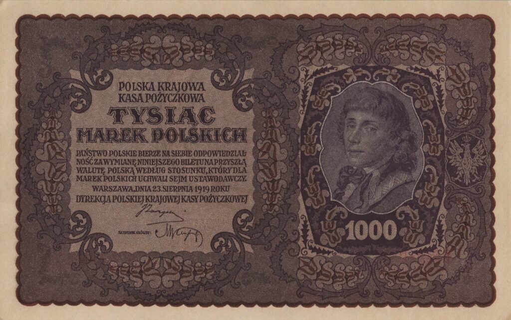 POLOGNE billet de 1.000 Marek Polskich, Tadeusz Kościuszko 23.08.1919