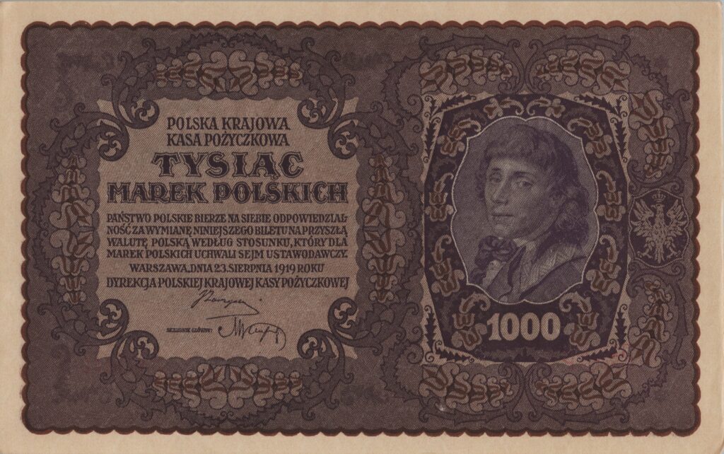 POLOGNE billet de 1.000 Marek Polskich, Tadeusz Kościuszko 23.08.1919