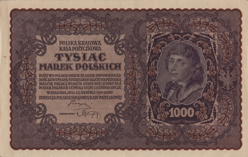POLOGNE billet de 1.000 Marek Polskich, Tadeusz Kościuszko 23.08.1919