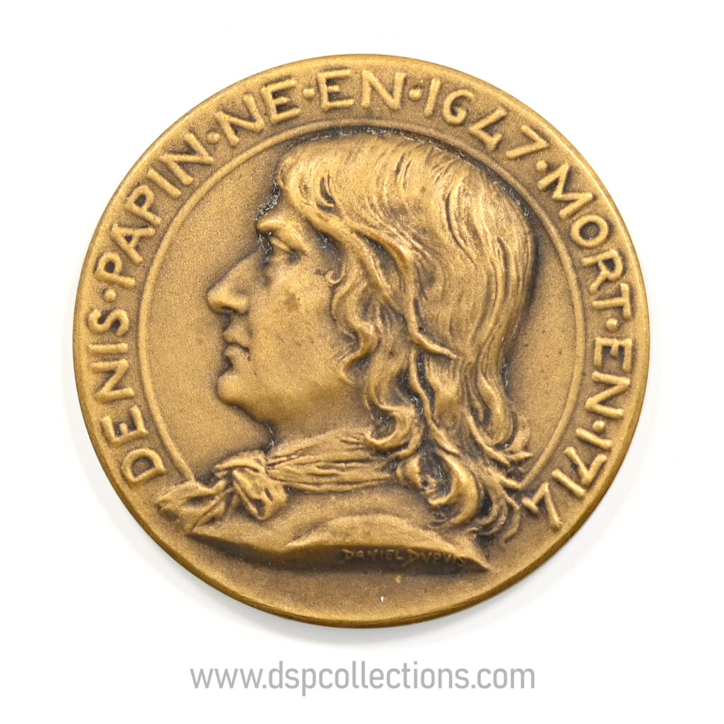 Médaille Denis Papin né en 1647 et mort en 1714 par Daniel Dupuis