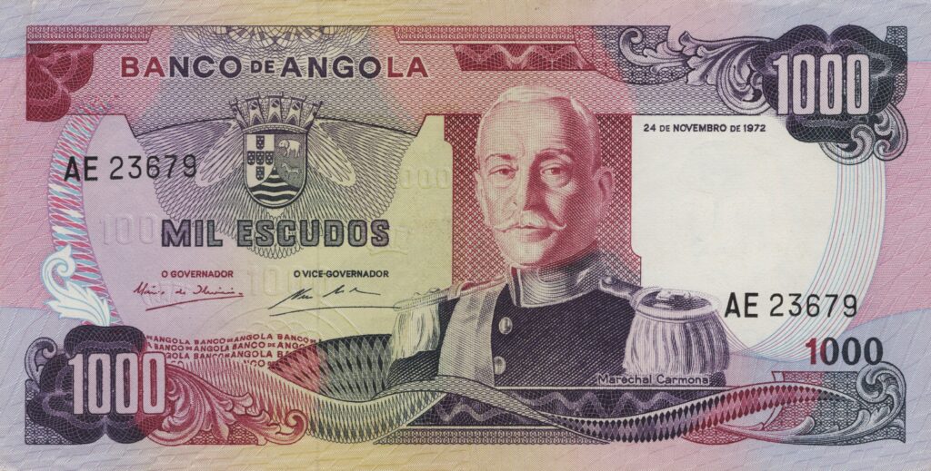 ANGOLA billet colonie portugaise de 1.000 Escudos 24-11-1972, Marechal Carmona