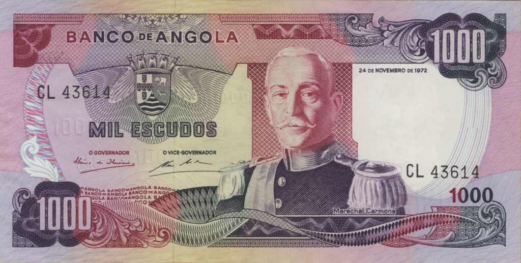 ANGOLA billet colonie portugaise de 1.000 Escudos 24-11-1972, Marechal Carmona
