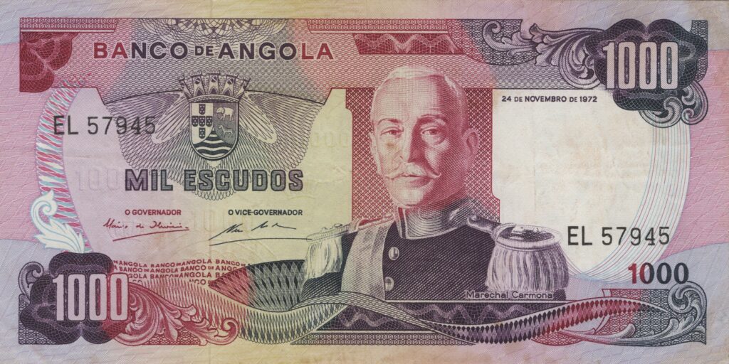 ANGOLA billet colonie portugaise de 1.000 Escudos 24-11-1972, Marechal Carmona