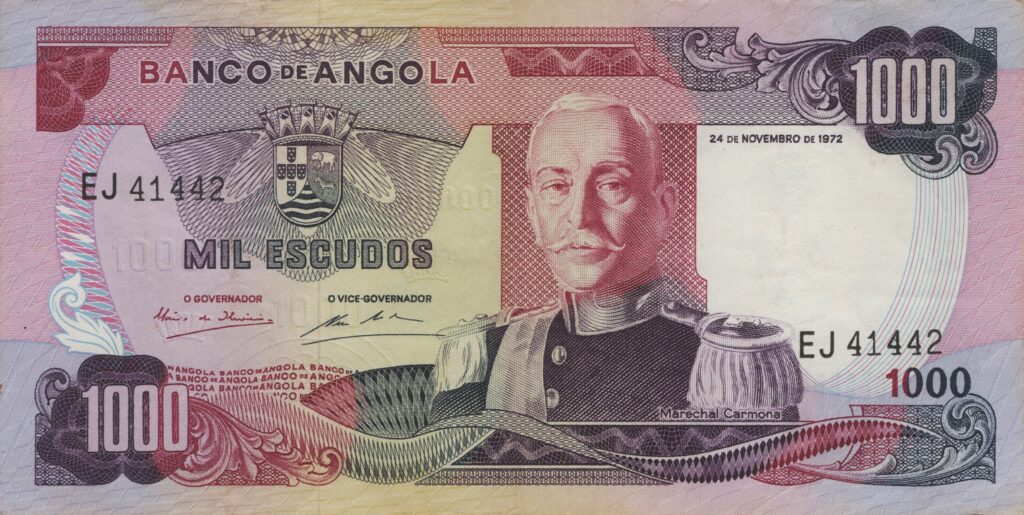 ANGOLA billet colonie portugaise de 1.000 Escudos 24-11-1972, Marechal Carmona