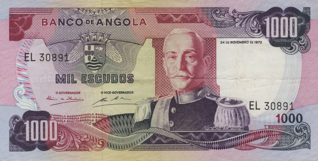 ANGOLA billet colonie portugaise de 1.000 Escudos 24-11-1972, Marechal Carmona
