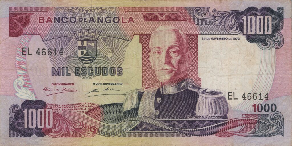ANGOLA billet colonie portugaise de 1.000 Escudos 24-11-1972, Marechal Carmona