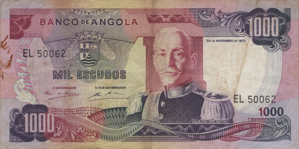 ANGOLA billet colonie portugaise de 1.000 Escudos 24-11-1972, Marechal Carmona