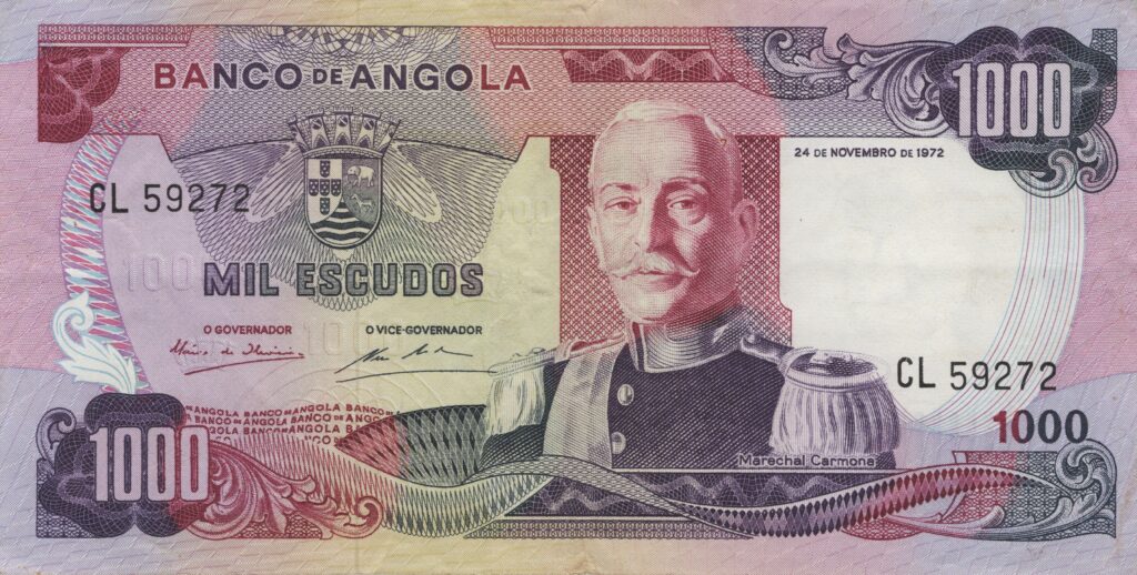 ANGOLA billet colonie portugaise de 1.000 Escudos 24-11-1972, Marechal Carmona