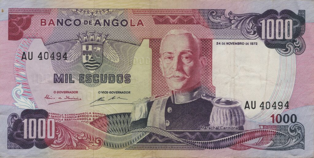 ANGOLA billet colonie portugaise de 1.000 Escudos 24-11-1972, Marechal Carmona