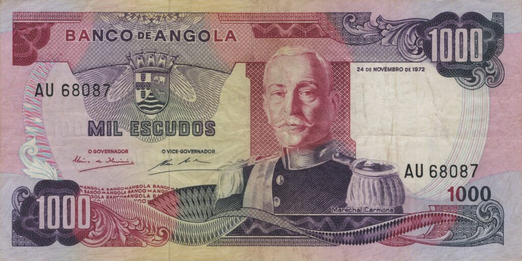 ANGOLA billet colonie portugaise de 1.000 Escudos 24-11-1972, Marechal Carmona