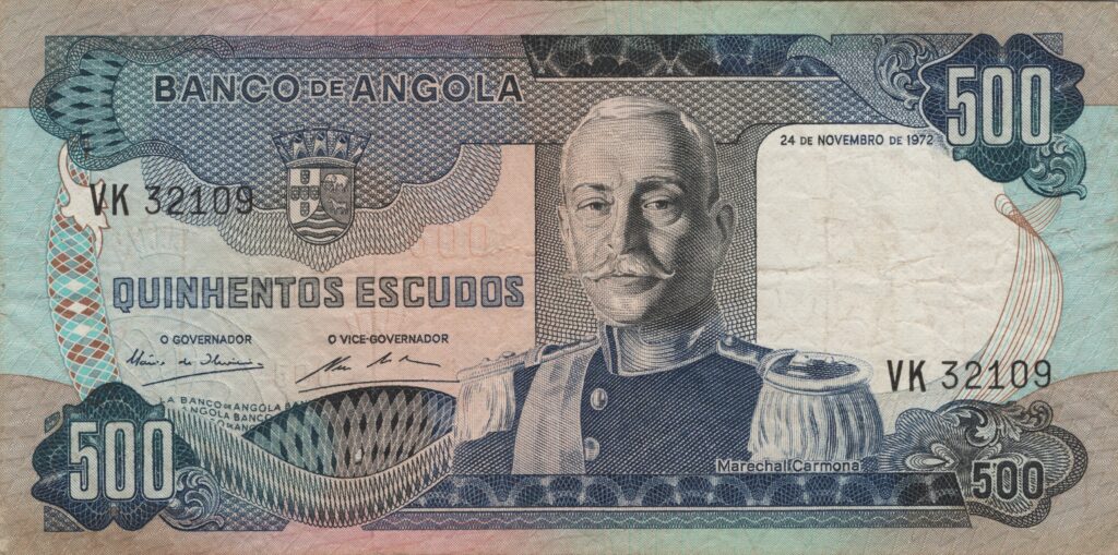 ANGOLA billet colonie portugaise de 500 Escudos 24-11-1972, Marechal Carmona