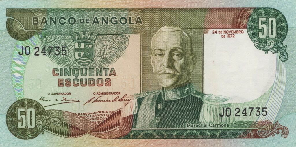 ANGOLA billet colonie portugaise de 50 Escudos 24-11-1972, Marechal Carmona