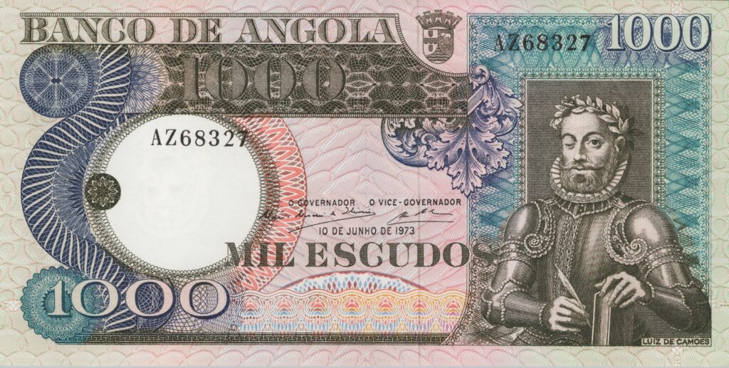 ANGOLA billet colonie portugaise de 1.000 Escudos 10-06-1973, Luis de Camões