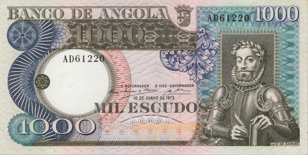 ANGOLA billet colonie portugaise de 1.000 Escudos 10-06-1973, Luis de Camões