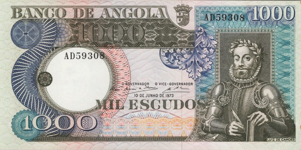 ANGOLA billet colonie portugaise de 1.000 Escudos 10-06-1973, Luis de Camões
