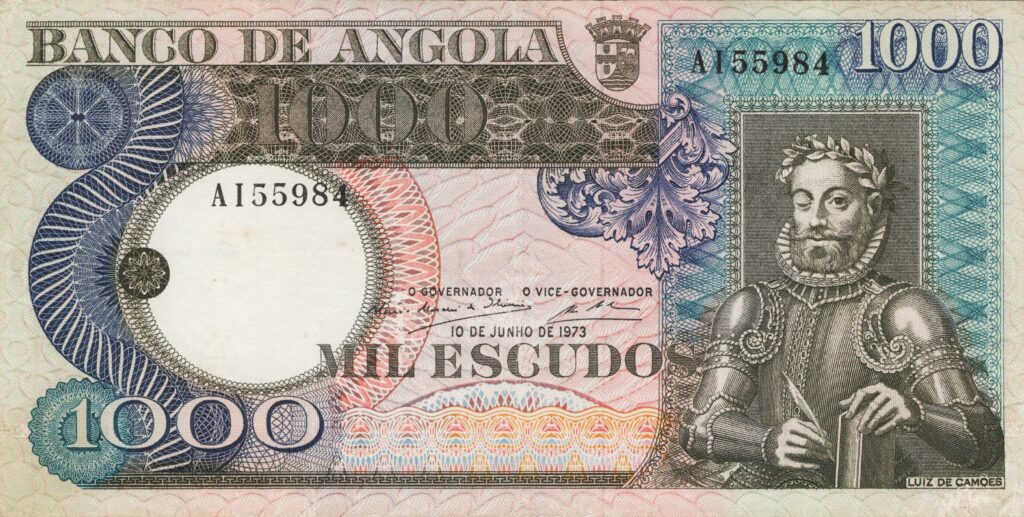 ANGOLA billet colonie portugaise de 1.000 Escudos 10-06-1973, Luis de Camões