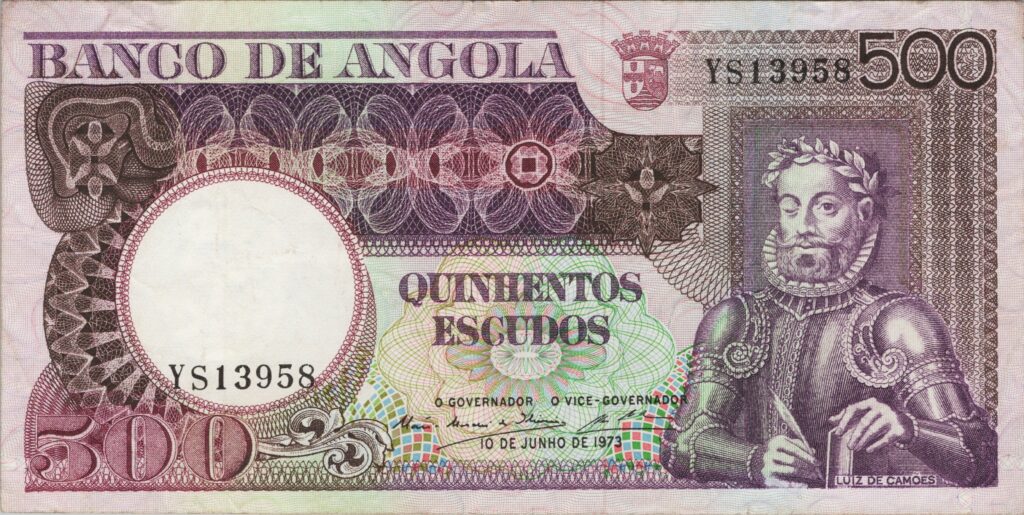 ANGOLA billet colonie portugaise de 500 Escudos 10-06-1973, Luis de Camões
