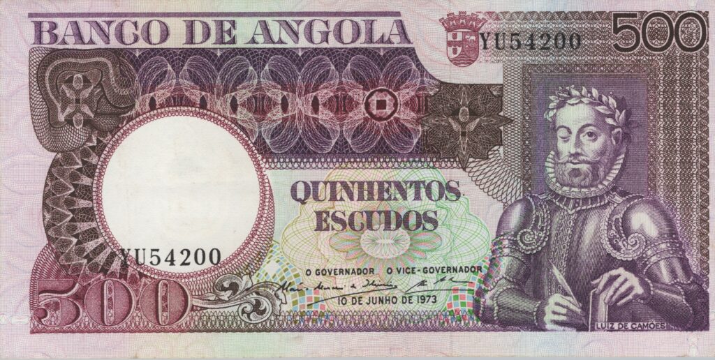 ANGOLA billet colonie portugaise de 500 Escudos 10-06-1973, Luis de Camões