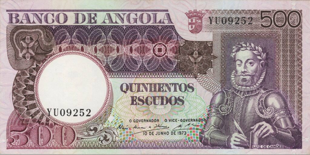 ANGOLA billet colonie portugaise de 500 Escudos 10-06-1973, Luis de Camões