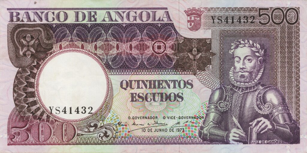 ANGOLA billet colonie portugaise de 500 Escudos 10-06-1973, Luis de Camões