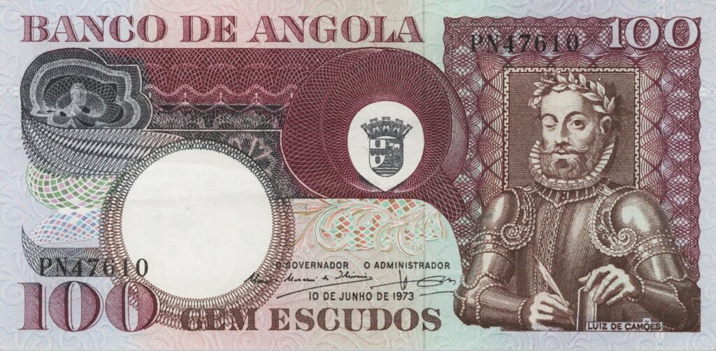 ANGOLA billet colonie portugaise de 100 Escudos 10-06-1973, Luis de Camões