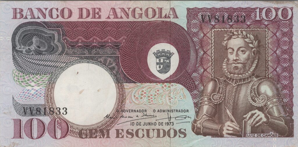 ANGOLA billet colonie portugaise de 100 Escudos 10-06-1973, Luis de Camões