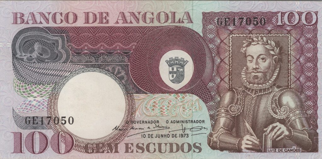 ANGOLA billet colonie portugaise de 100 Escudos 10-06-1973, Luis de Camões