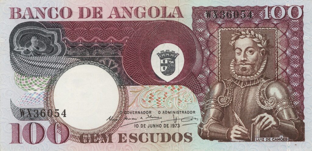 ANGOLA billet colonie portugaise de 100 Escudos 10-06-1973, Luis de Camões