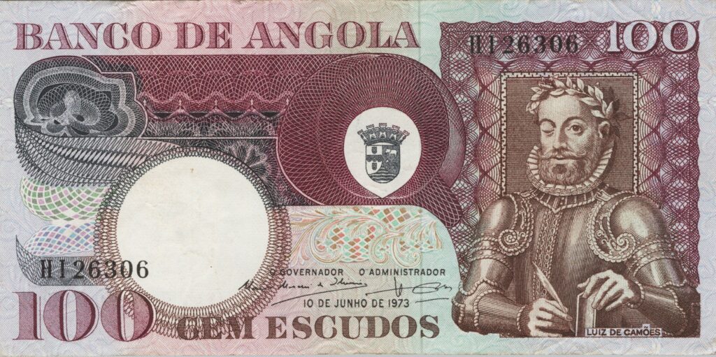 ANGOLA billet colonie portugaise de 100 Escudos 10-06-1973, Luis de Camões
