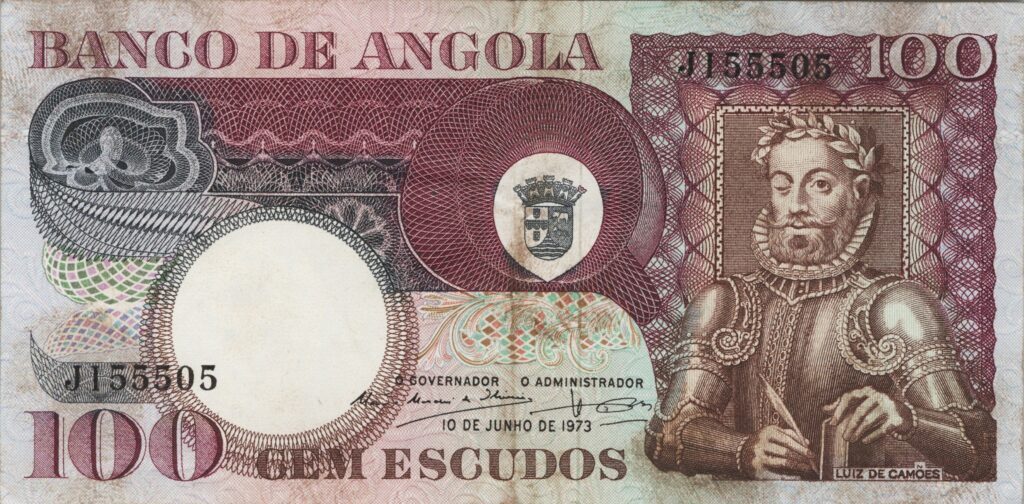 ANGOLA billet colonie portugaise de 100 Escudos 10-06-1973, Luis de Camões