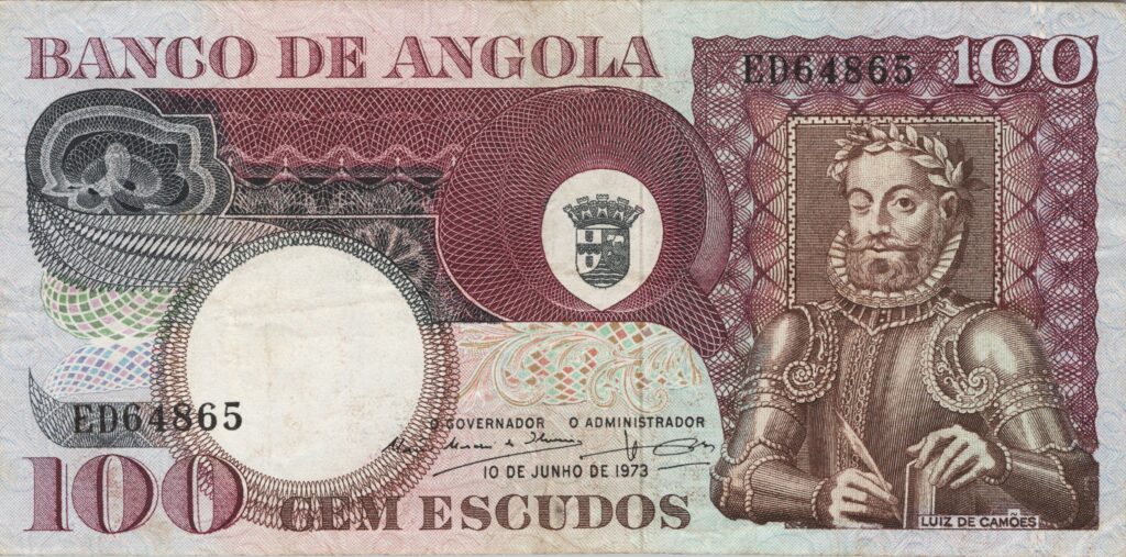 ANGOLA billet colonie portugaise de 100 Escudos 10-06-1973, Luis de Camões