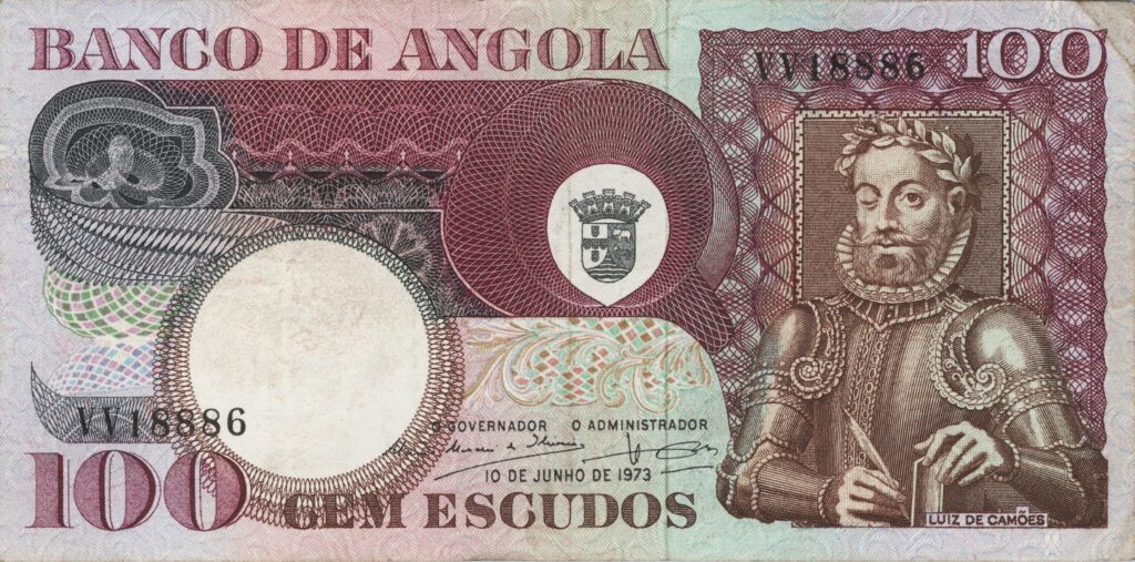 ANGOLA billet colonie portugaise de 100 Escudos 10-06-1973, Luis de Camões