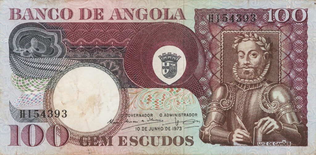 ANGOLA billet colonie portugaise de 100 Escudos 10-06-1973, Luis de Camões