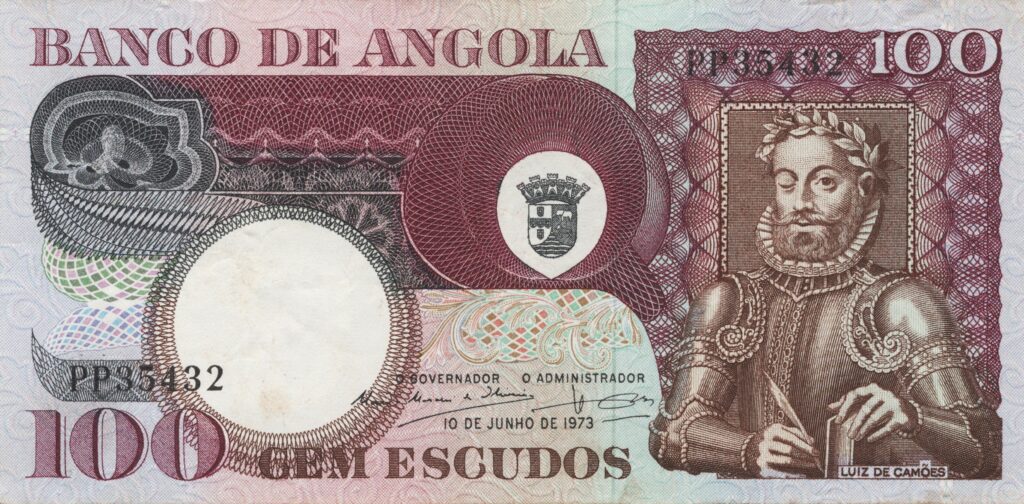 ANGOLA billet colonie portugaise de 100 Escudos 10-06-1973, Luis de Camões