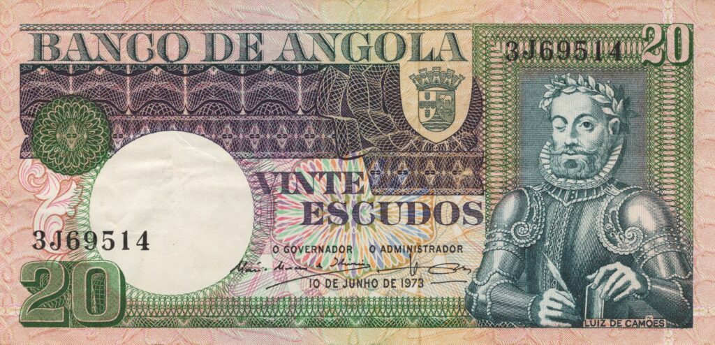 ANGOLA billet colonie portugaise de 20 Escudos 10-06-1973, Luis de Camões