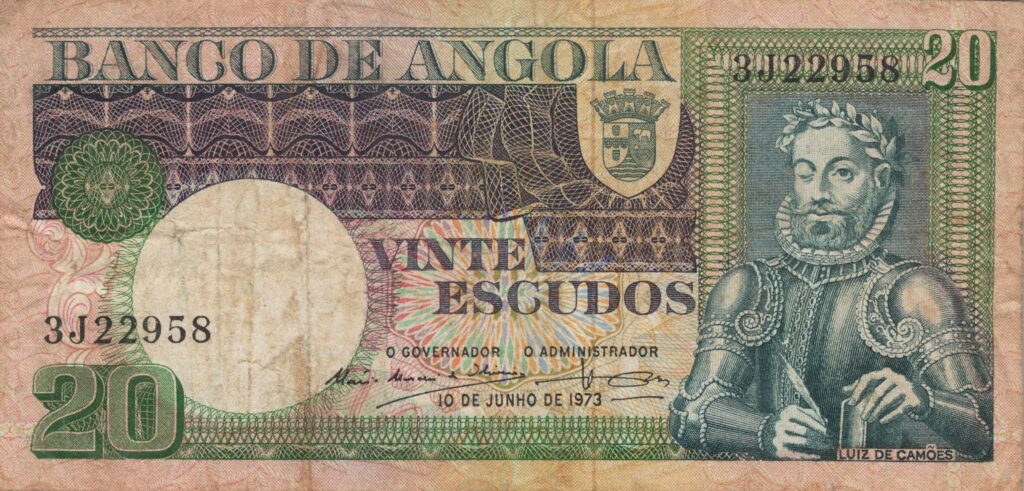 ANGOLA billet colonie portugaise de 20 Escudos 10-06-1973, Luis de Camões