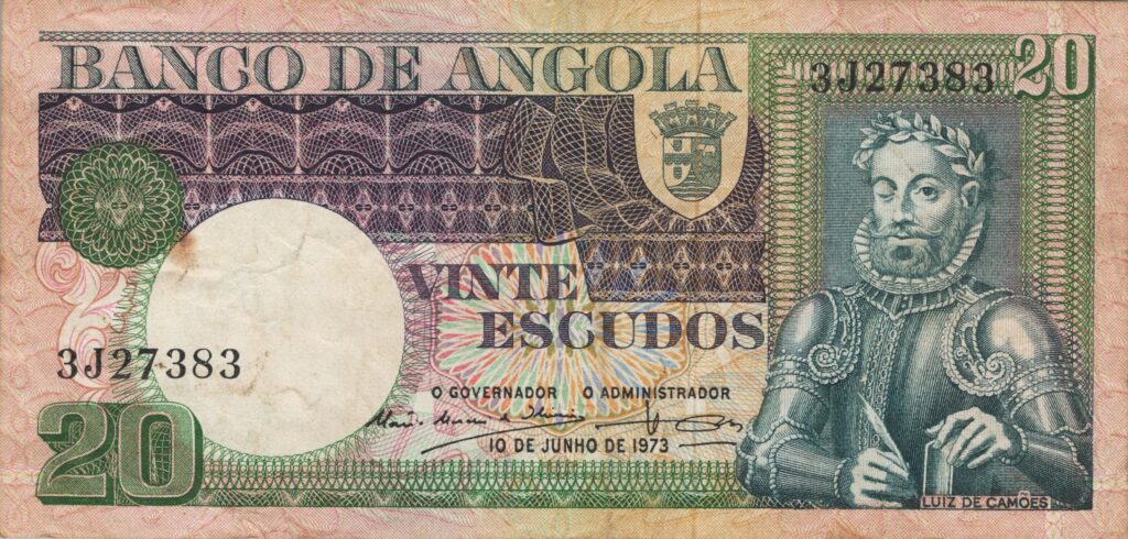 ANGOLA billet colonie portugaise de 20 Escudos 10-06-1973, Luis de Camões