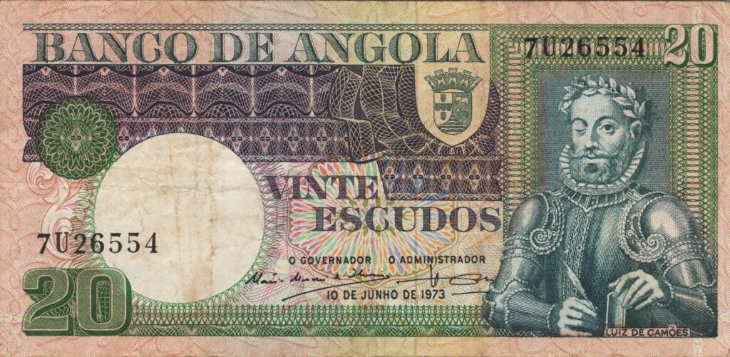 ANGOLA billet colonie portugaise de 20 Escudos 10-06-1973, Luis de Camões