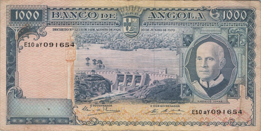 ANGOLA billet colonie portugaise de 1.000 Escudos 10-06-1970, Americo Tomás