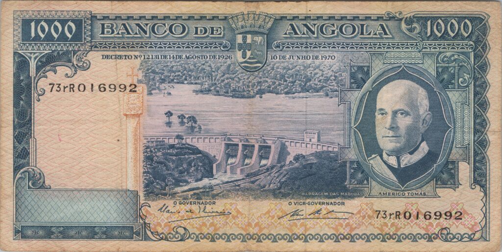 ANGOLA billet colonie portugaise de 1.000 Escudos 10-06-1970, Americo Tomás