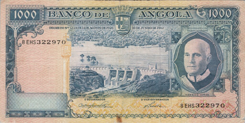 ANGOLA billet colonie portugaise de 1.000 Escudos 10-06-1962, Americo Tomás