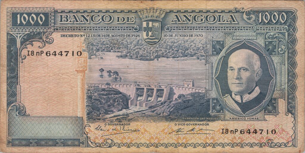 ANGOLA billet colonie portugaise de 1.000 Escudos 10-06-1970, Americo Tomás